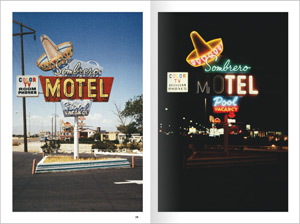 Double page du livre de Toon Michiels "Neon signs by day & night" aux Editions Marval